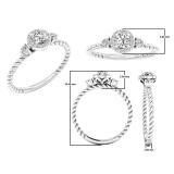 0.35 Carat (ctw) 10K White Gold Round Diamond Ladies Bridal 3 Stone Rope Engagement Ring 1/3 CT