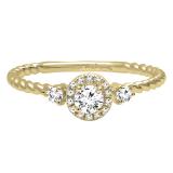 0.35 Carat (ctw) 10K Yellow Gold Round Diamond Ladies Bridal 3 Stone Rope Engagement Ring 1/3 CT
