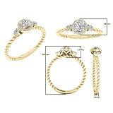 0.35 Carat (ctw) 10K Yellow Gold Round Diamond Ladies Bridal 3 Stone Rope Engagement Ring 1/3 CT