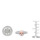 14K White Gold 8X6 MM Oval Morganite And Round Diamond Ladies Engagement Ring Set