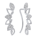 0.15 Carat (ctw) Sterling Silver Round White Diamond Ladies Climber Earrings