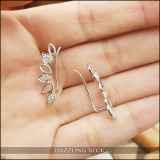 0.15 Carat (ctw) Sterling Silver Round White Diamond Ladies Climber Earrings