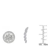 0.20 Carat (ctw) Sterling Silver Round White Diamond Ladies Leaf Shaped Climber Earrings 1/5 CT