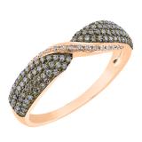 0.55 Carat (ctw) 10K Rose Gold Round Champagne & White Diamond Ladies Right Hand Ring 1/2 CT