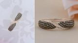 0.55 Carat (ctw) 10K Rose Gold Round Champagne & White Diamond Ladies Right Hand Ring 1/2 CT