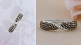 0.55 Carat (ctw) 10K White Gold Round Champagne & White Diamond Ladies Right Hand Ring 1/2 CT