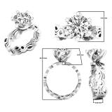 Sterling Silver Round White Cubic Zirconia CZ Ladies Bridal Semi Mount Engagement Ring Set