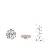 10K Rose Gold 5 MM Cushion Morganite And Round Diamond Bridal Engagement Ring