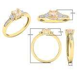 10K Yellow Gold 5 MM Cushion Morganite And Round Diamond Bridal Engagement Ring