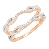 0.35 Carat (ctw) 10K Rose Gold Round Diamond Ladies Wedding Band Enhancer Double Ring 1/3 CT