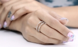 0.35 Carat (ctw) 10K Rose Gold Round Diamond Ladies Wedding Band Enhancer Double Ring 1/3 CT