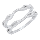 0.35 Carat (ctw) 10K White Gold Round Diamond Ladies Wedding Band Enhancer Double Ring 1/3 CT