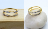 0.35 Carat (ctw) 10K Yellow Gold Round Diamond Ladies Wedding Band Enhancer Double Ring 1/3 CT