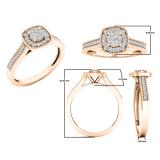 0.25 Carat (ctw) 10K Rose Gold Round Diamond Ladies Vintage Bridal Engagement Ring 1/4 CT