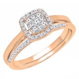 0.30 Carat (ctw) 10K Rose Gold Round Diamond Ladies Bridal Engagement Ring Set 1/3 CT