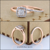 0.30 Carat (ctw) 10K Rose Gold Round Diamond Ladies Bridal Engagement Ring Set 1/3 CT