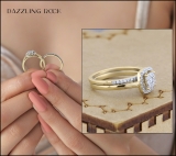 0.30 Carat (ctw) 18K Yellow Gold Round Diamond Ladies Bridal Engagement Ring Set 1/3 CT