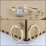 0.30 Carat (ctw) 18K Yellow Gold Round Diamond Ladies Bridal Engagement Ring Set 1/3 CT