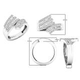 0.85 Carat (ctw) 10K White Gold Baguette & Round Diamond Ladies Bypass Right Hand Band