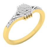 0.15 Carat (ctw) 10K Yellow Gold Round Diamond Ladies Cluster Flower Right Hand Ring