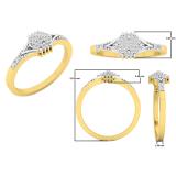 0.15 Carat (ctw) 10K Yellow Gold Round Diamond Ladies Cluster Flower Right Hand Ring
