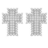 0.50 Carat (ctw) 10K White Gold Round White Diamond Ladies Cross Stud Earrings 1/2 CT