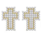 0.50 Carat (ctw) 10K Yellow Gold Round White Diamond Ladies Cross Stud Earrings 1/2 CT