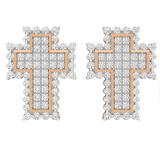 0.50 Carat (ctw) 18K Rose Gold Round White Diamond Ladies Cross Stud Earrings 1/2 CT