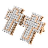 0.50 Carat (ctw) 18K Rose Gold Round White Diamond Ladies Cross Stud Earrings 1/2 CT