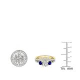 10K Yellow Gold 5.5 MM Round White SapphireBlue Sapphire & Diamond Ladies Engagement Ring Set