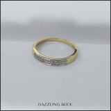 0.12 Carat (ctw) 10K Yellow Gold Round White Diamond Ladies Double Row Anniversary Wedding Band