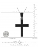 1.00 Carat (ctw) Black Rhodium Plated Sterling Silver Round Black Diamond Ladies Cross Pendant