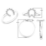 0.05 Carat (ctw) Sterling Silver Round White Diamond Ladies Horseshoe Engagement Ring