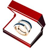 0.90 Carat (ctw) 10K Rose Gold Round White & Blue Diamond Ladies Wedding Band Guard Double Ring