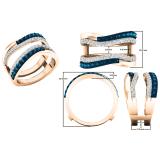 0.90 Carat (ctw) 10K Rose Gold Round White & Blue Diamond Ladies Wedding Band Guard Double Ring