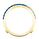 0.90 Carat (ctw) 10K Yellow Gold Round White & Blue Diamond Ladies Wedding Band Guard Double Ring