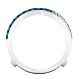 0.90 Carat (ctw) 14K White Gold Round White & Blue Diamond Ladies Wedding Band Guard Double Ring