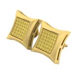0.30 Carat (ctw) Yellow Gold Plated Sterling Silver Round Yellow Diamond Mens Stud Earrings