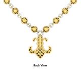 0.07 Carat (ctw) 10K White & Yellow Gold Round White Diamond Ladies Fleur De Lis Necklace