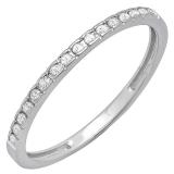 0.10 Carat (ctw) 14K White Gold Round Diamond Ladies Anniversary Stackable Wedding Band