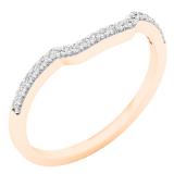 0.15 Carat (ctw) 10K Rose Gold Round Diamond Ladies Stackable Wedding Contour Band Guard Ring