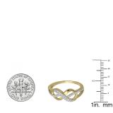 0.14 Carat (ctw) 18K Yellow Gold Plated Sterling Silver Round Diamond Ladies Infinity Promise Ring