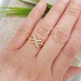 0.14 Carat (ctw) 18K Yellow Gold Plated Sterling Silver Round Diamond Ladies Infinity Promise Ring