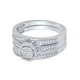 0.30 Carat (ctw) Sterling Silver Round Diamond Men & Women Engagement Ring Trio Set 1/4 CT