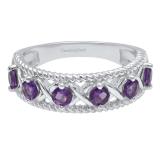 Sterling Silver Round Amethyst Bridal Engagement Ring