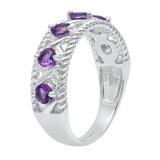 Sterling Silver Round Amethyst Bridal Engagement Ring