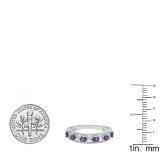 Sterling Silver Round Amethyst Bridal Engagement Ring