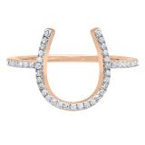 0.15 Carat (ctw) 10K Rose Gold Round White Diamond Ladies Horseshoe Engagement Ring