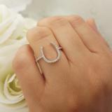 0.15 Carat (ctw) 10K White Gold Round White Diamond Ladies Horseshoe Engagement Ring
