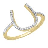 0.15 Carat (ctw) 10K Yellow Gold Round White Diamond Ladies Horseshoe Engagement Ring